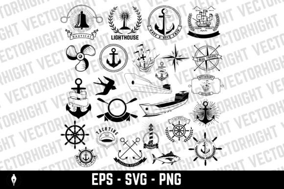 Download Set of the Nautical Labels, Emblems - Emblems Collection