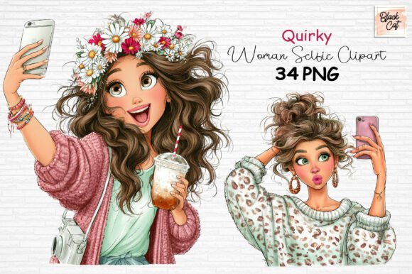 Download Quirky Woman Selfie Clipart PNG - Woman Collection