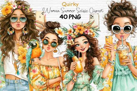 Download Quirky Woman Summer Selfie Clipart PNG - Woman Collection