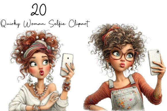 Download Quirky Woman Selfie Clipart PNG - Woman Collection