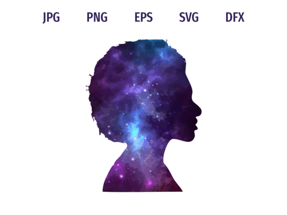 Download Galaxy Afro Girl Face Silhouette - Premium Bundle