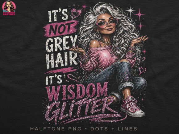 Download Grey Hair Wisdom Glitter Woman Halftoned - Woman Collection